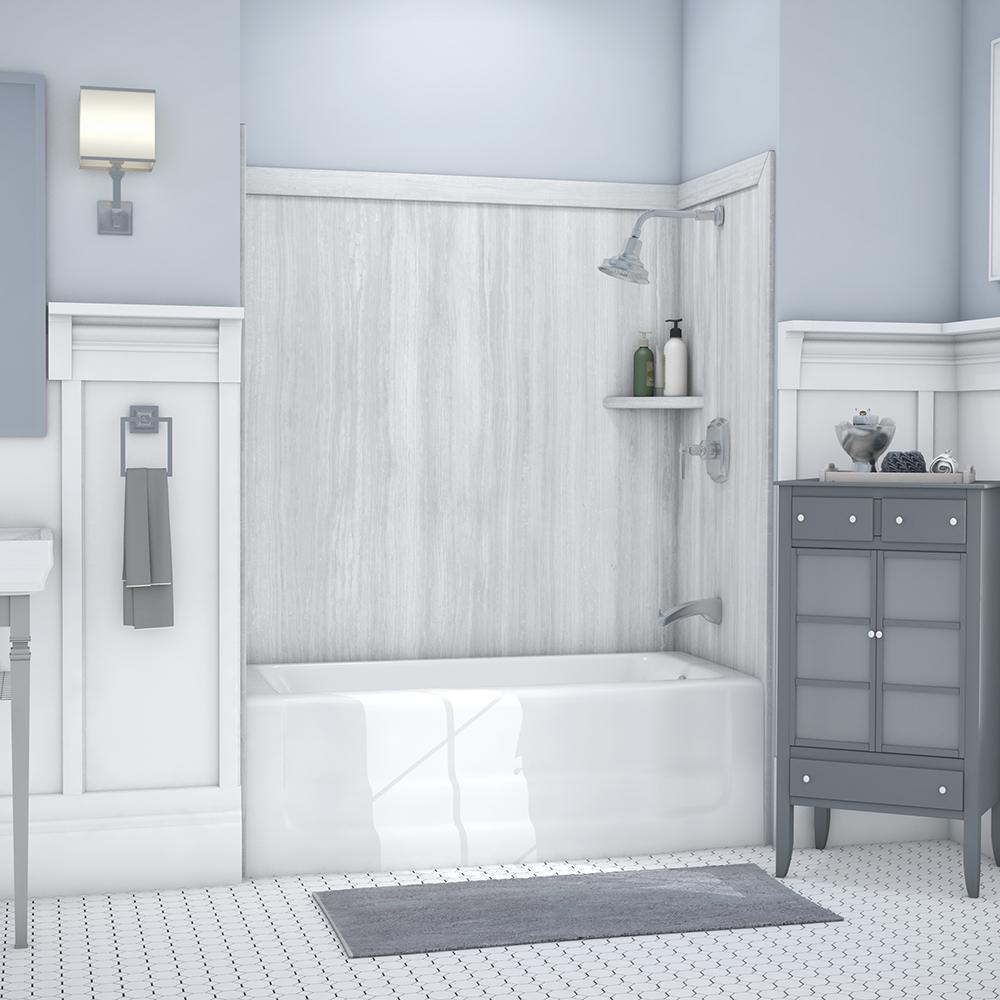 Elite 32 in. x 60 in. x 60 in. 9-Piece Easy Up Adhesive Tub Surround in Calypso - Super Arbor