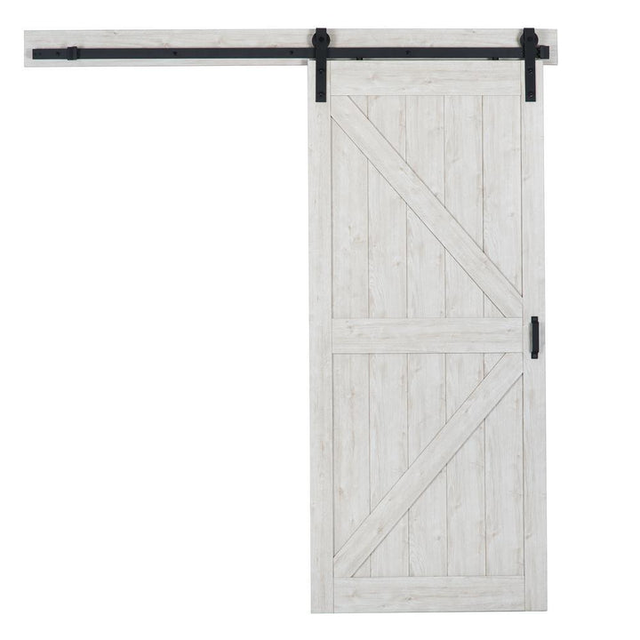 36 in. x 84 in. Sandstone Oak K Design Solid Core Interior Barn Door with Rustic Hardware Kit - Super Arbor