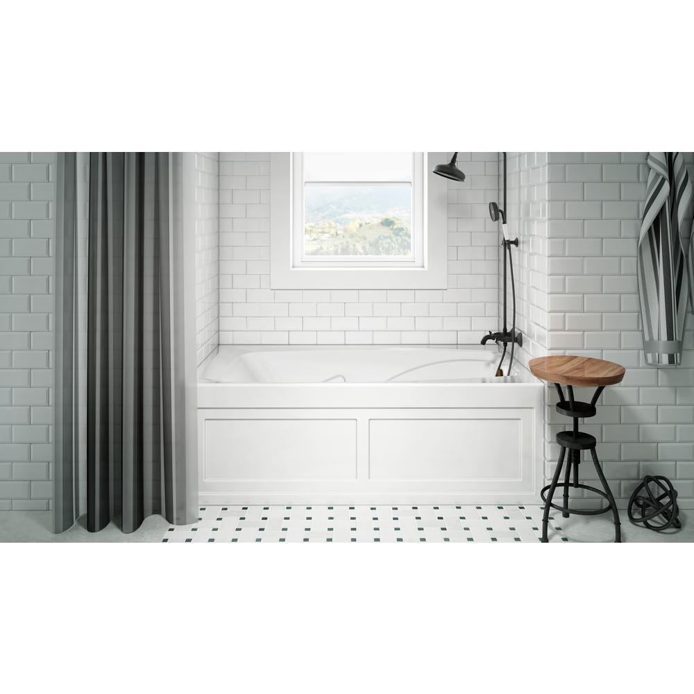 CETRA 60 in. x 32 in. Acrylic Left Drain Rectangular Alcove Soaking Bathtub in White - Super Arbor