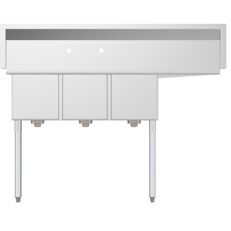 Freestanding Stainless Steel 55 in. 2-Hole Triple Bowl Commercial Kitchen Sink