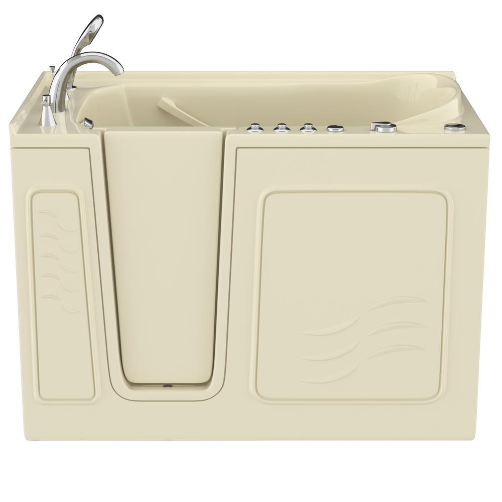 HD Series 53 in. Left Drain Quick Fill Walk-In Whirlpool and Air Bath Tub with Powered Fast Drain in Biscuit - Super Arbor