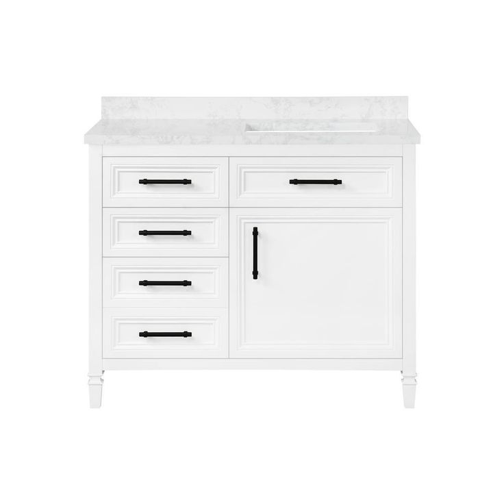 Aiken 42 in. W x 22 in. D Bath Vanity in White with Cultured Marble Vanity Top in White with white Basin