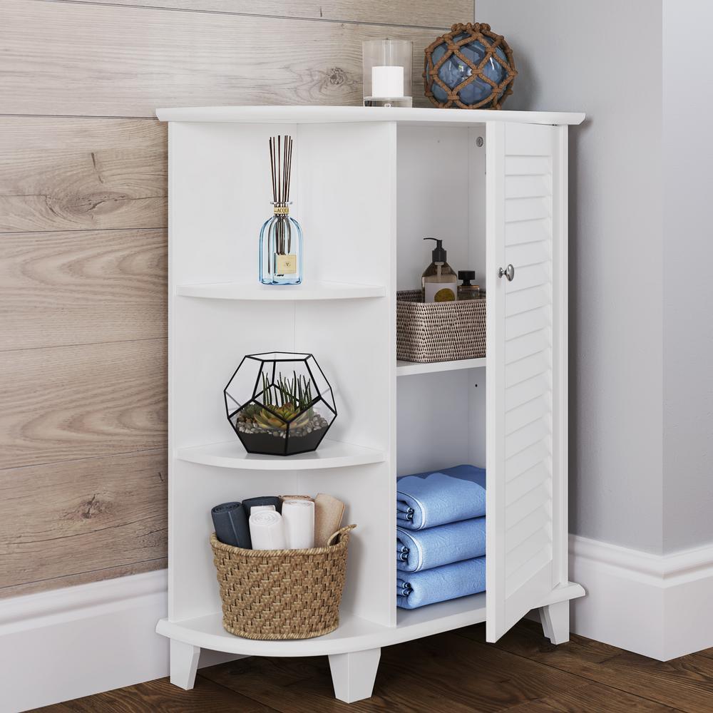 Ellsworth 23-5/8 in. W x 31-1/10 in. H Bathroom Linen Storage Floor Cabinet with Side Shelves in White - Super Arbor