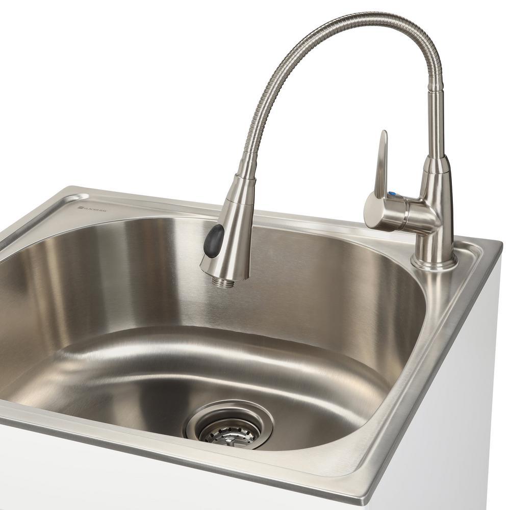 All-in-One 24.2 in. x 21.3 in. x 33.8 in. Stainless Steel Laundry/ Utility Sink and Cabinet - Super Arbor