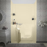 Nova Wheelchair Accessible 5 ft. Walk-in Whirlpool and Air Bathtub with Flat Easy Up Adhesive Wall Surround in Biscuit - Super Arbor