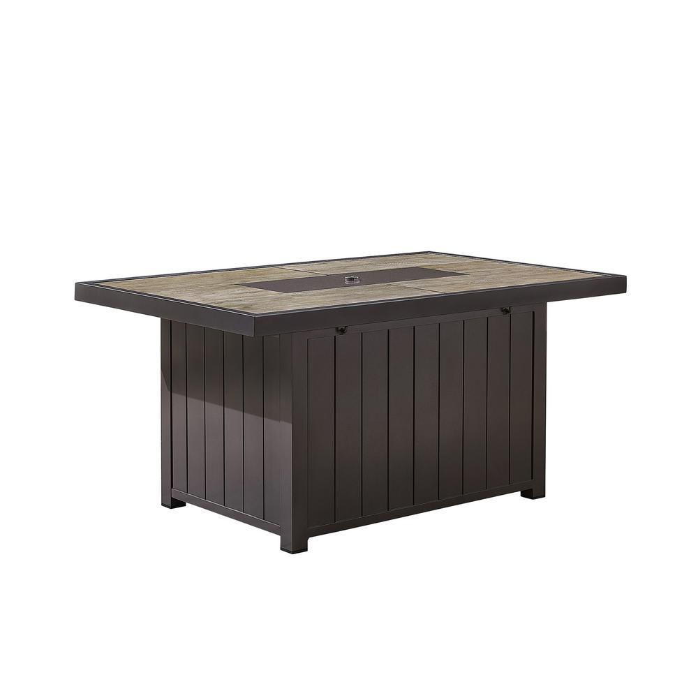Belize 51 in. W x 25 in. H Rectangle Aluminum Liquid Propane Fire Pit in Dark Brown