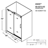 Leon 60 in. x 76 in. Frameless Sliding Shower Door in Brushed Nickel with Handle - Super Arbor