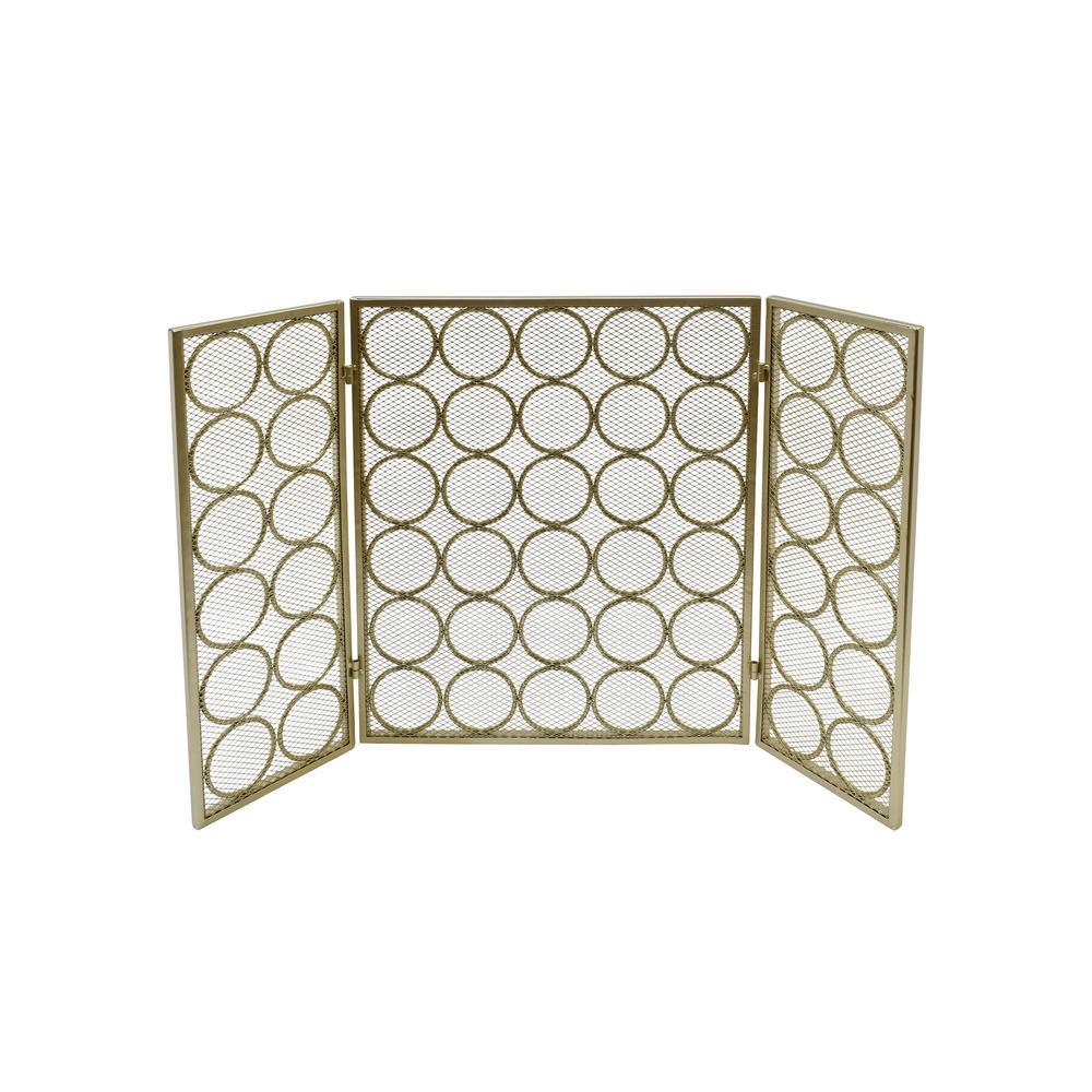 Hartly Modern Black and Silver Three Panel Iron Fire Screen - Super Arbor