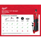 M12 FUEL 12-Volt Lithium-Ion Brushless Cordless 1/4 in. Right Angle and Straight Die Grinder Kit (Tool-Only Kit) - Super Arbor