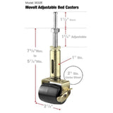 2-1/8 in. Adjustable Rubber Bed Frame Casters with Soft Tread (2-Pack)