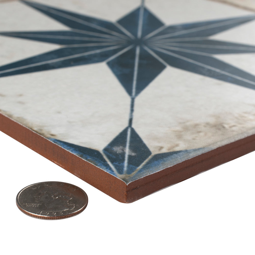 Merola Tile Kings Star Blue 17-5/8 in. x 17-5/8 in. Ceramic Floor and Wall Tile