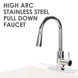 Complete 22.875 in. x 23.5 in. White 19 Gal. Utility Sink Set with Metal Hybrid Chrome High Arc Pull-Down Faucet - Super Arbor