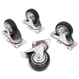 4 in. 155 lbs. Capacity Rubber Roller-Bearing Swivel Plate Caster with Brake (4-Pack)