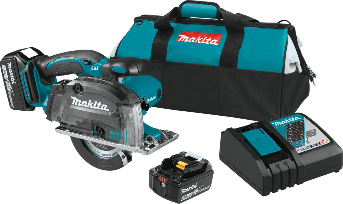 Makita 18V LXT 5-3/8 in. Cordless Metal Cutting Saw Kit (5.0Ah) with Electric Brake and Chip Collector