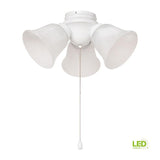 3-Light White Alabaster Glass LED Ceiling Fan Light Kit