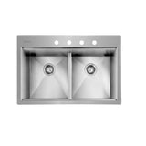 All-in-One Drop-In Stainless Steel 33 in. 4-Hole 50/50 Double Bowl Kitchen Workstation Sink with Accessories - Super Arbor