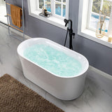 Tion 59 in. Acrylic Freestanding Double Ended Air Bath Bathtub with Drain and Overflow Included in White - Super Arbor