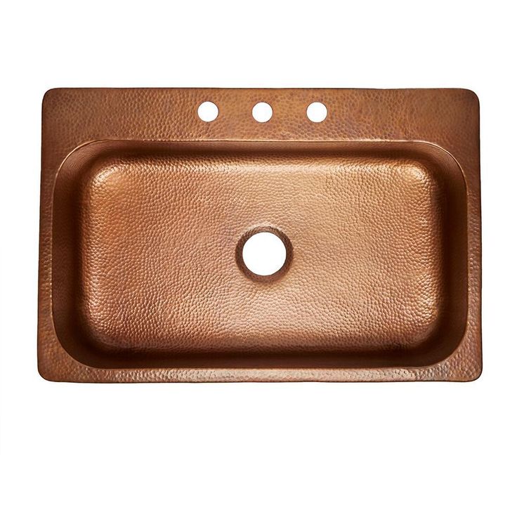 Angelico All-In-One Copper Drop-In 33 in. 3-Hole Single Bowl Kitchen Sink with Pfister Bronze Faucet and Drain
