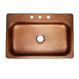 Angelico All-In-One Copper Drop-In 33 in. 3-Hole Single Bowl Kitchen Sink with Pfister Bronze Faucet and Drain