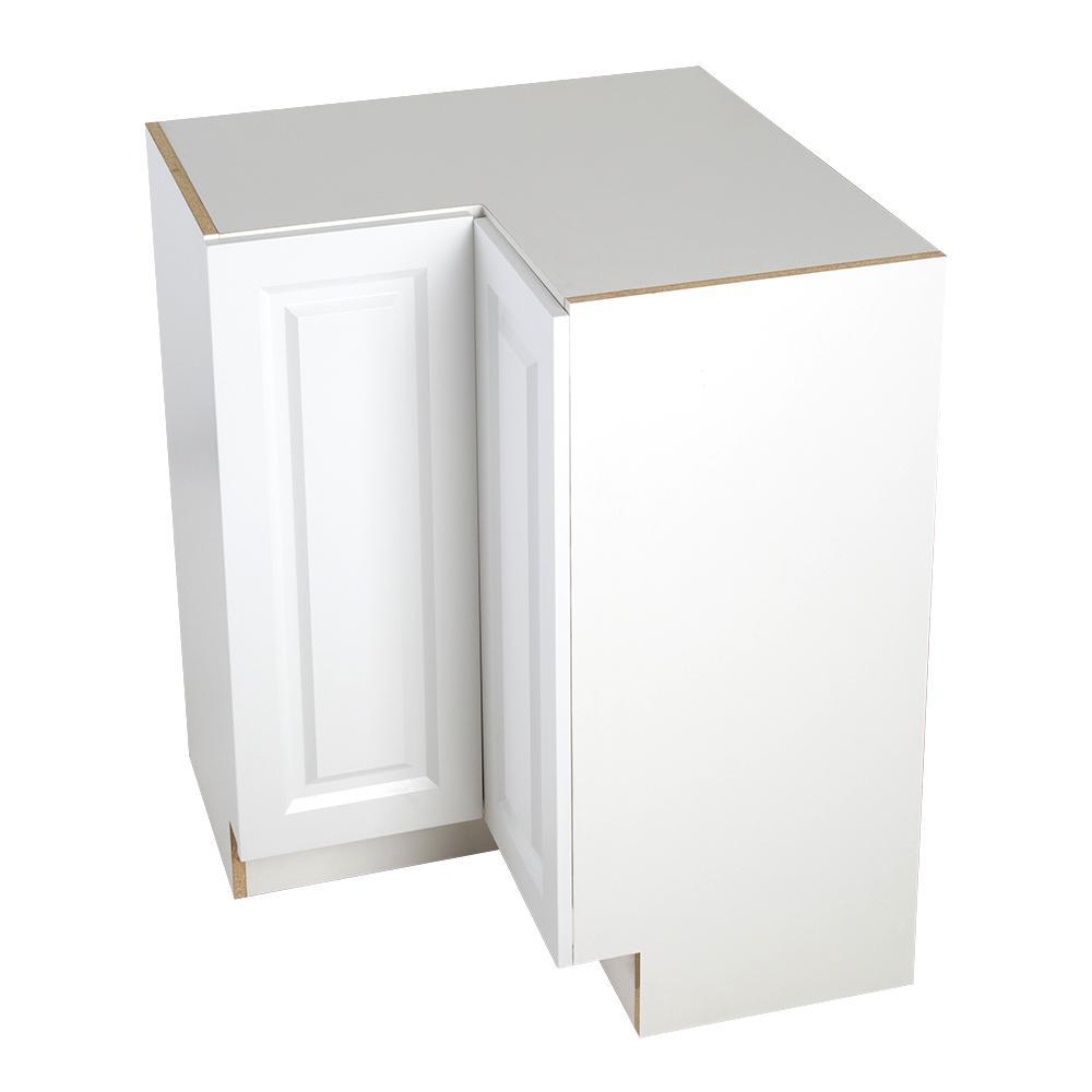 Benton Assembled 27.6 in. x 27.6 in. x 34.5 in. Lazy Susan Corner Base Cabinet in White - Super Arbor