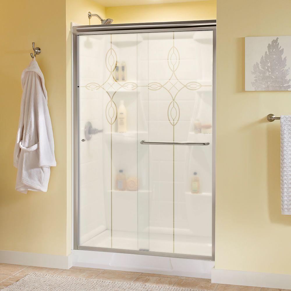 Simplicity 48 in. x 70 in. Semi-Frameless Traditional Sliding Shower Door in Bronze with Clear Glass - Super Arbor