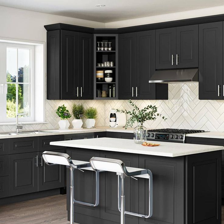 Home Decorators Collection Grayson 36 in. W x 12 in. D x 24 in. H Assembled Plywood Wall Bridge Kitchen Cabinet in Deep Onyx with Soft Close