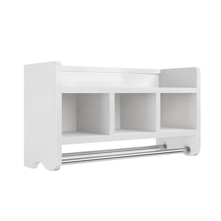 25 in. W Bath Storage Shelf with Towel Rod in White - Super Arbor