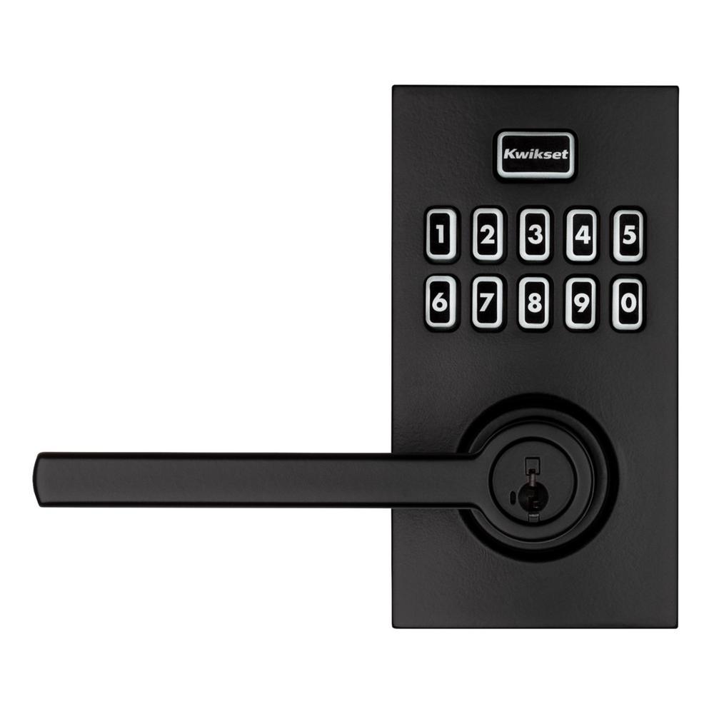 917 SmartCode Matte Black Contemporary Electronic Single-Cylinder Halifax Door Lever Featuring SmartKey Security - Super Arbor