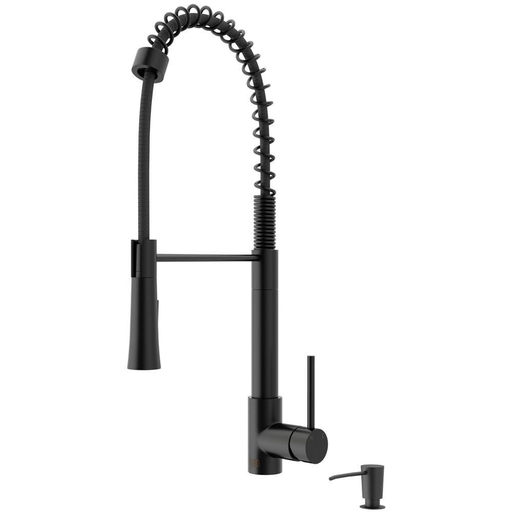 Laurelton Single-Handle Pull-Down Sprayer Kitchen Faucet with Soap Dispenser in Stainless Steel - Super Arbor