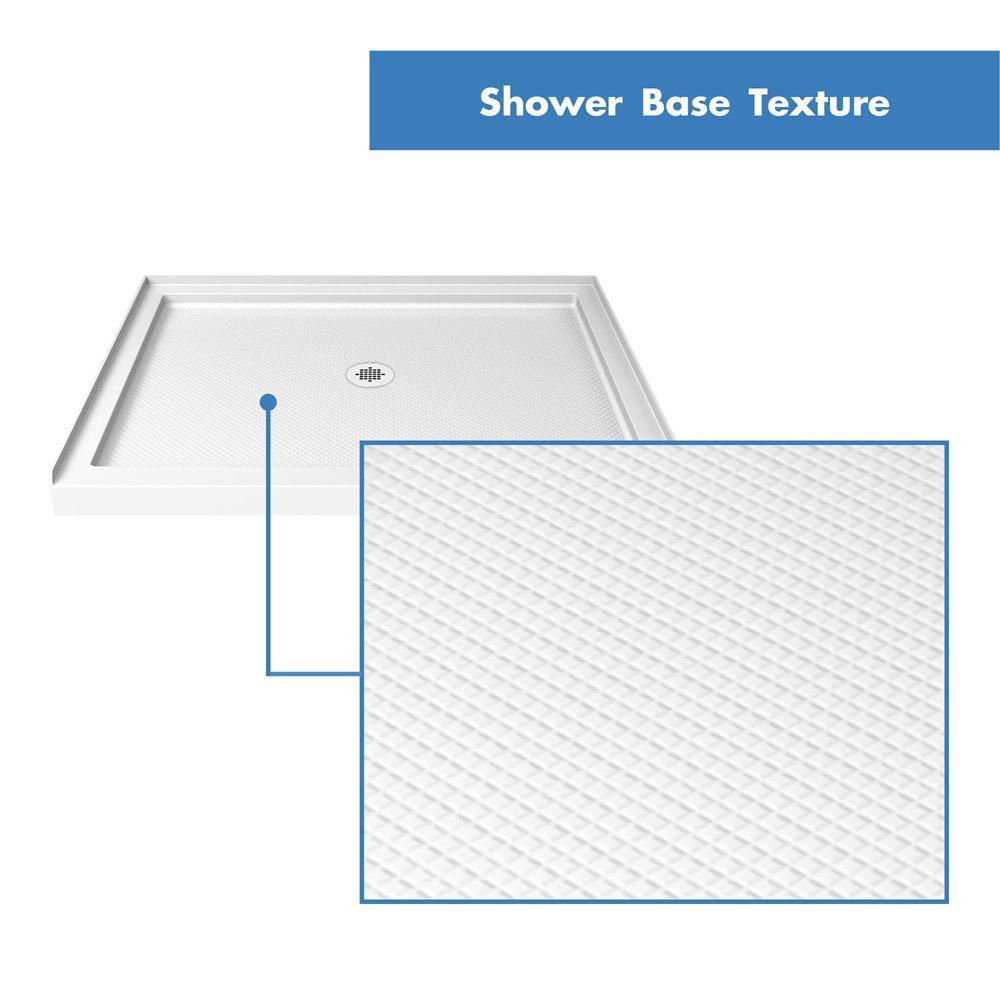Flex 36 in. x 36 in. x 76.75 in. Pivot Shower Kit Door in Brushed Nickel with Center Drain White Base and Back Walls Kit - Super Arbor