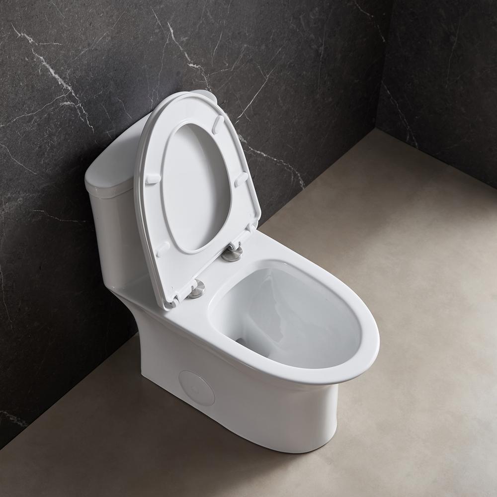 Dual-Flush 1.1 GPF/1.6 GPF Elongated One-Piece Toilet in White Soft Closing Seat High-Efficiency Water Sense - Super Arbor