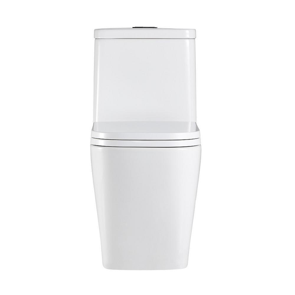 1-Piece 1.28 GPF Dual Flush Ceramic Square Elongated Toilet in White, Seat Included - Super Arbor