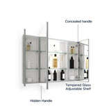 36 in. W x 26 in. H Rectangular Aluminum Medicine Cabinet with Mirror and Adjustable Glass Shelves
