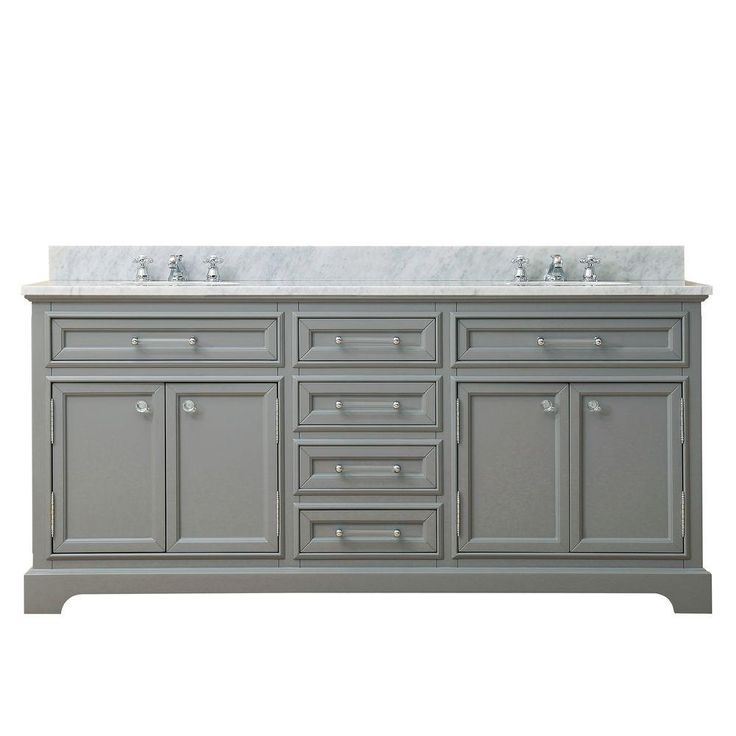 72 in. W x 21.5 in. D x 34 in. H Vanity in Cashmere Grey with Marble Vanity Top in Carrara White