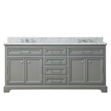 72 in. W x 21.5 in. D x 34 in. H Vanity in Cashmere Grey with Marble Vanity Top in Carrara White