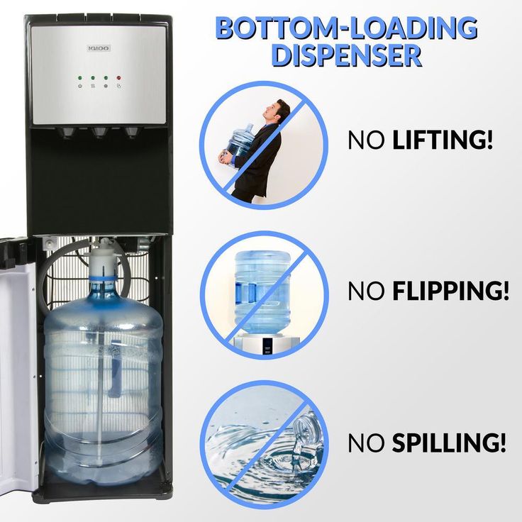 3 or 5 Gal. Water Cooler in Black with Hot, Cold and Room Temperature Water Functions