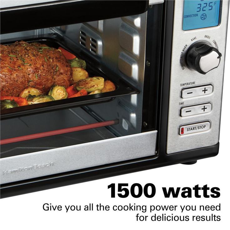 1500 W 6-Slice Stainless Steel Digital Countertop Oven with Convection and Rotisserie