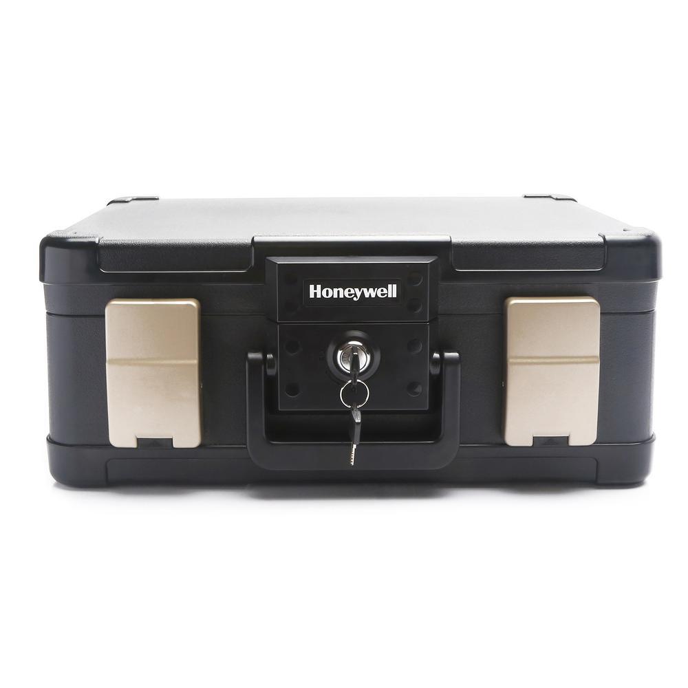 0.15 cu. ft. Molded Fire Resistant and Waterproof Portable Chest with Carry Handle, Key and Double Latch Lock - Super Arbor