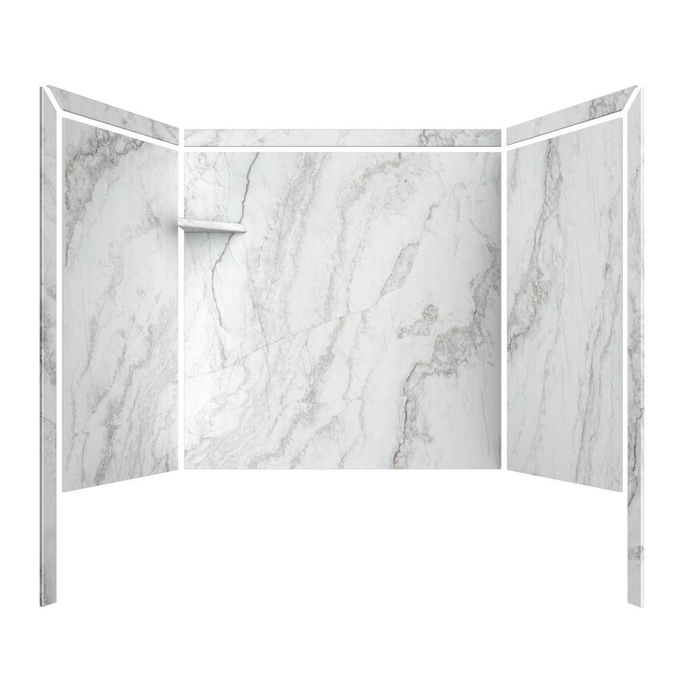 Elite 32 in. x 60 in. x 60 in. 9-Piece Easy Up Adhesive Tub Surround in Calypso - Super Arbor
