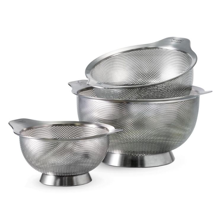 Gourmet Stainless Steel Colanders (3-Pack)