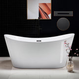 Ravella 67 in. Acrylic Flat Bottom Double Slipper Soaking Bathtub with Chrome Drain and Overflow Included in White - Super Arbor