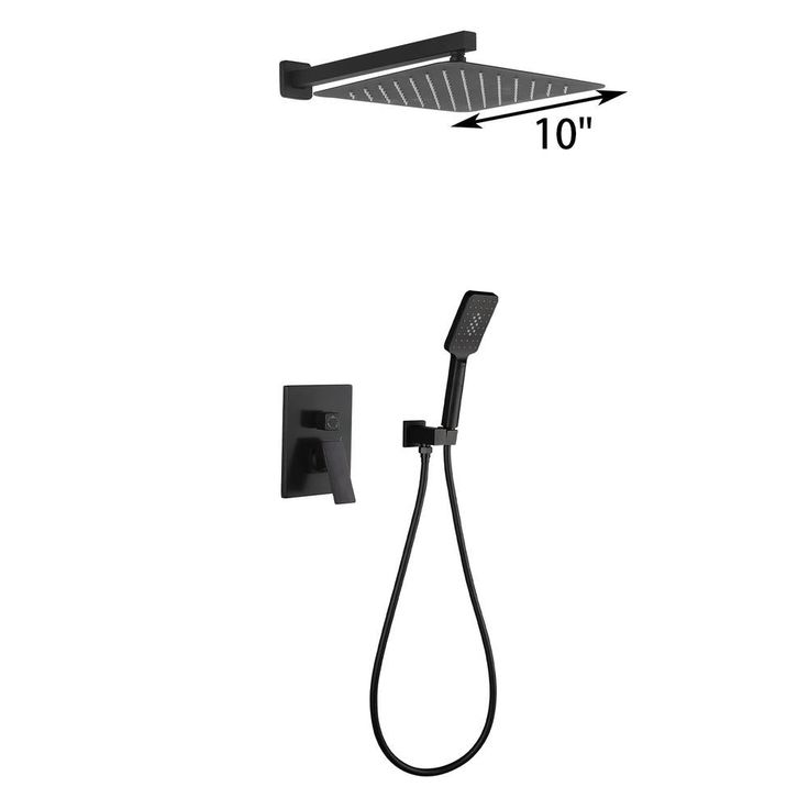 3-Spray with 2.5 GPM 10 in. 2 Functions Tub Wall Mount Dual Shower Heads in Spot in Matte Black (Valve Included)