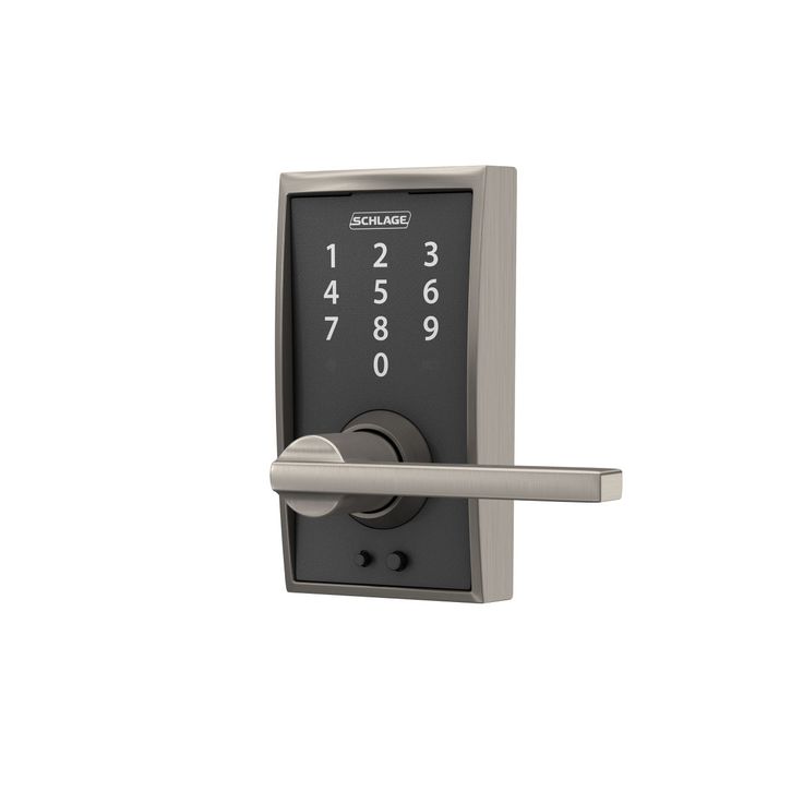 Century Touch Electronic Door Lock Deadbolt and Latitude Lever in Matte Black