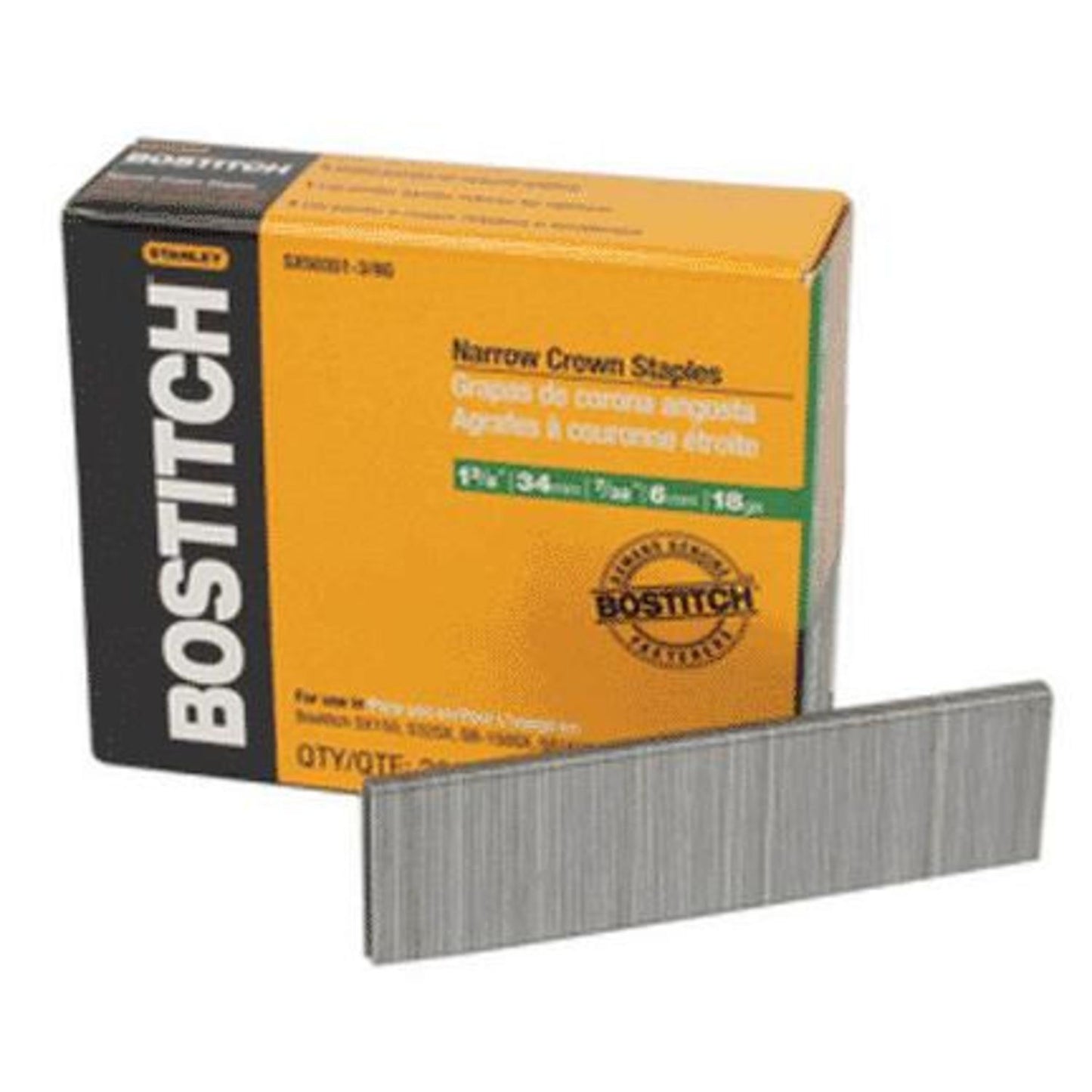 Stanley Bostitch 7/32 in. W x 1-3/8 in. L Stainless Steel Finish Staples, 18 Ga., 1000-Pack