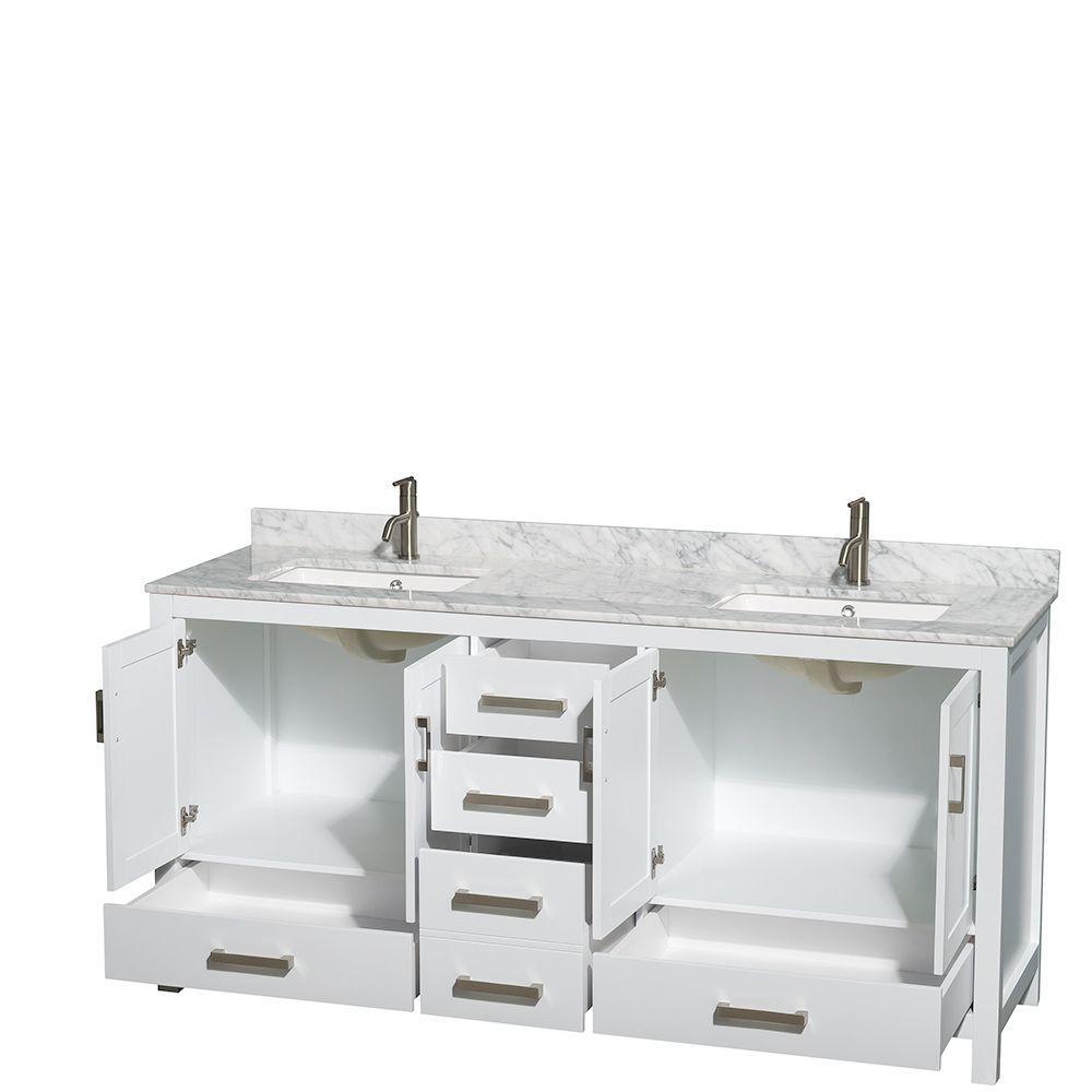 Sheffield 72 in. Double Vanity Cabinet in White - Super Arbor