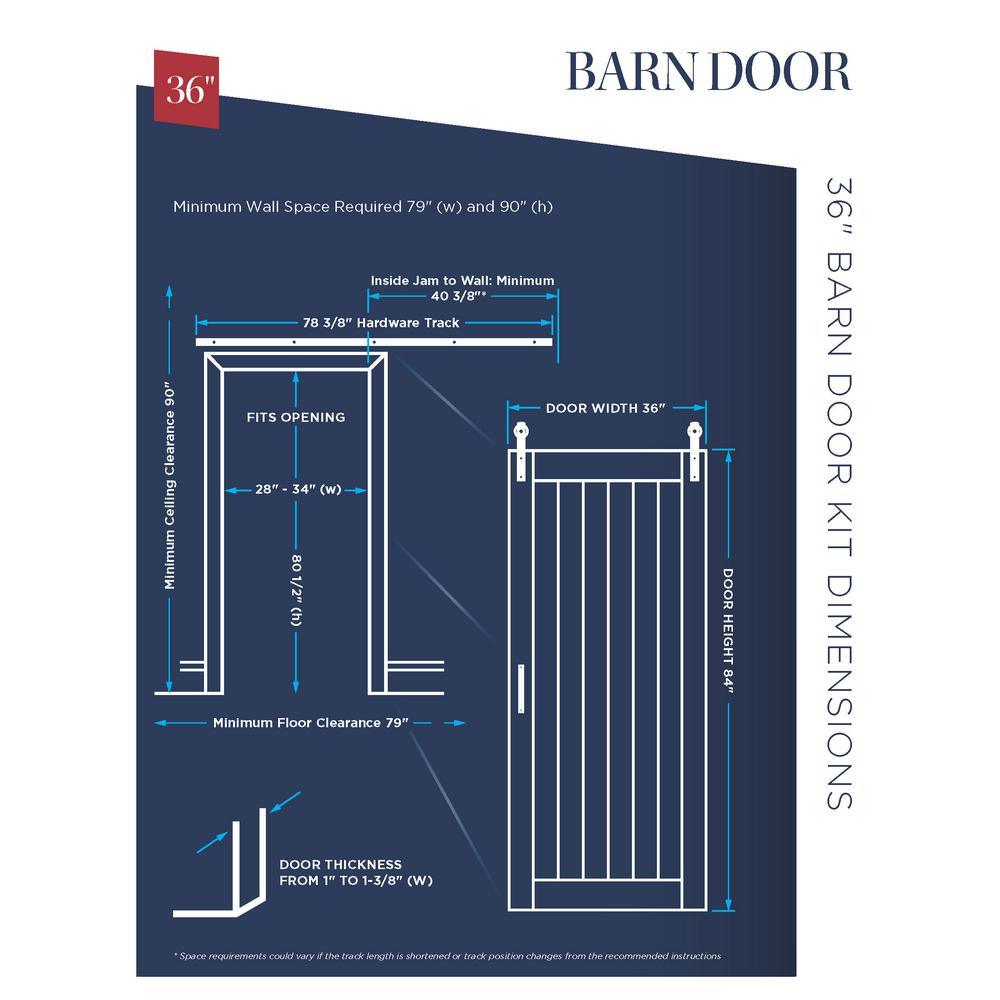 36 in. x 84 in. Bright White MDF Frosted Glass K Design Sliding Barn Door with Rustic Hardware Kit - Super Arbor
