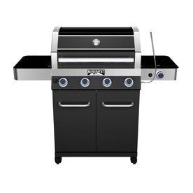 Monument Black/Porcelain Enamel 4 Liquid Propane Gas Grill with 1 Side Burner