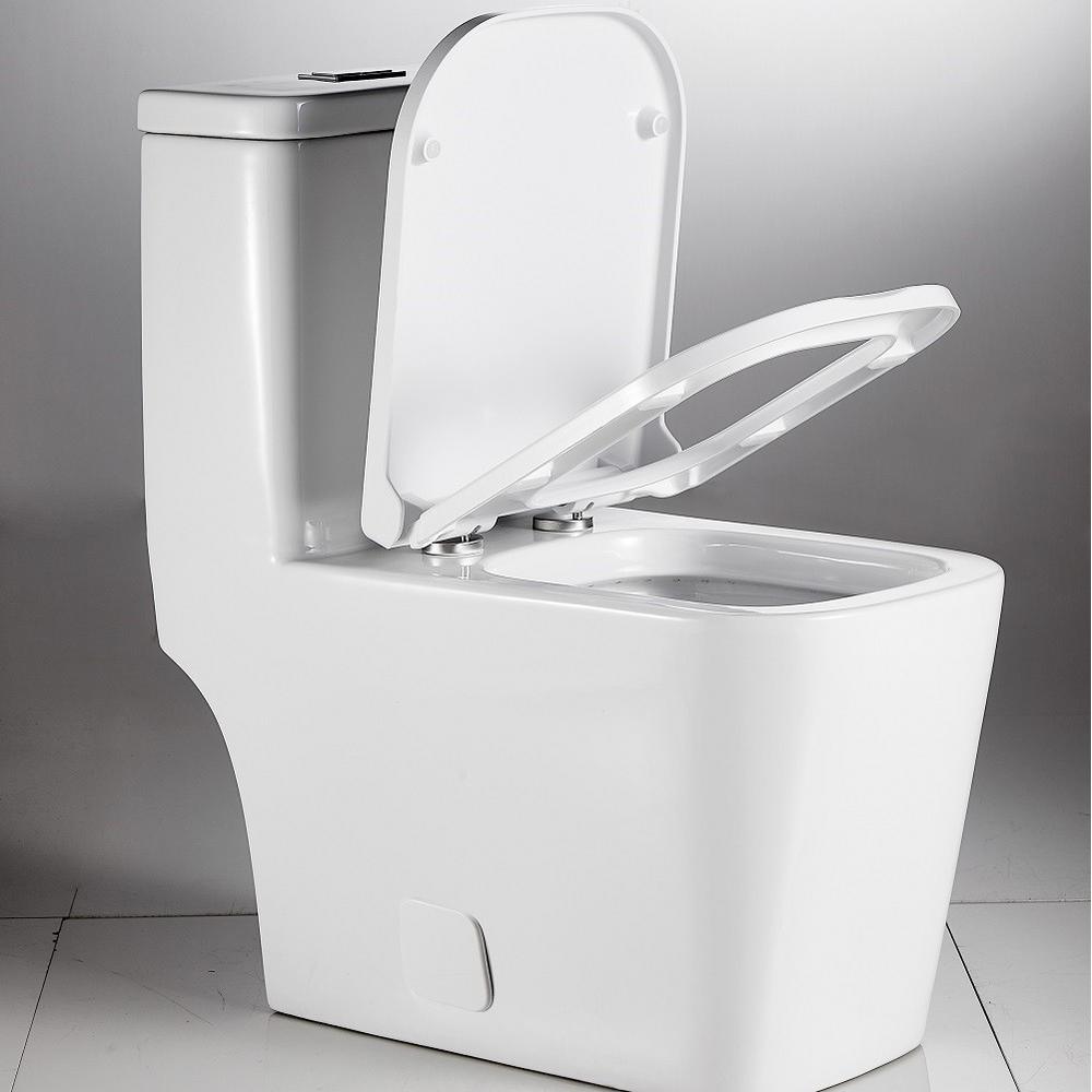 1-Piece 1.28 GPF Dual Flush Ceramic Square Elongated Toilet in White, Seat Included - Super Arbor
