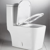 1-Piece 1.28 GPF Dual Flush Ceramic Square Elongated Toilet in White, Seat Included - Super Arbor
