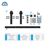 Black Solid Steel Sliding Rolling Barn Door Hardware 8 ft. Kit for Single Wood Doors - Super Arbor